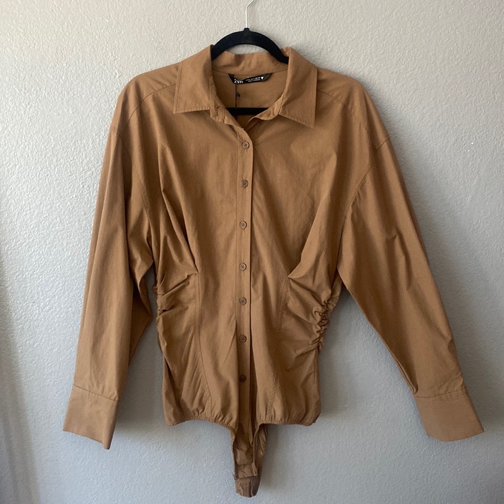 Zara Fitted Poplin Bodysuit